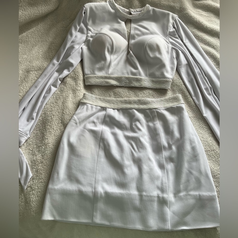 White Rachel Allan two piece dress